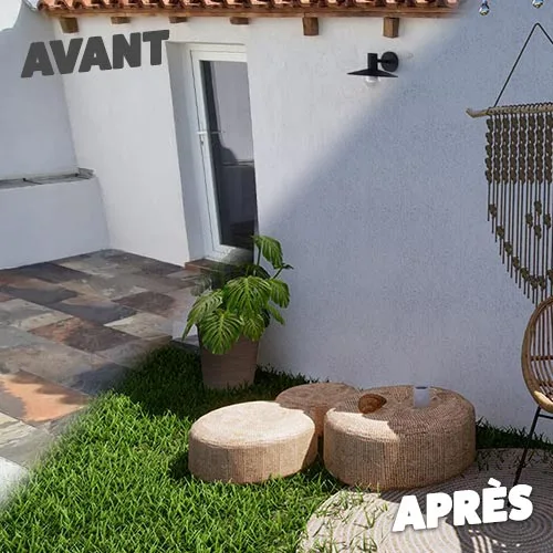 AMENAGEMENT3D-KM Avant / après : aménagement d’une terrasse extérieure